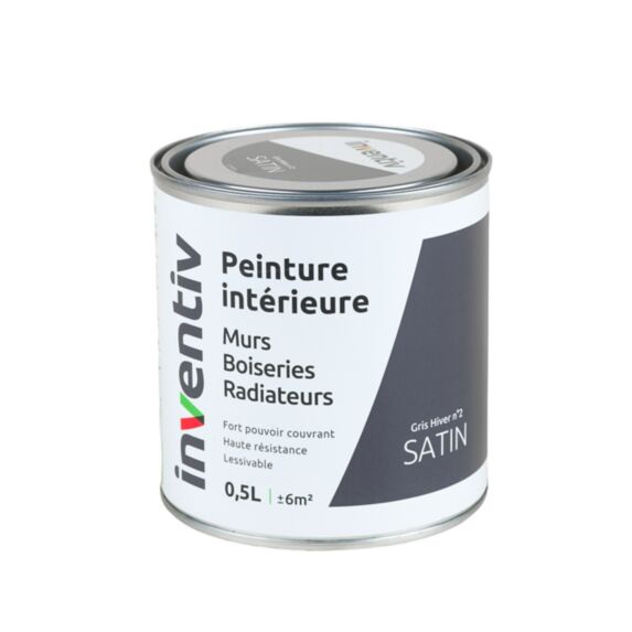 Peinture Murs Boiseries Radiateurs satin 0,5L gris hiver 2 - INVENTIV