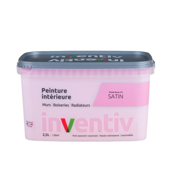 Peinture Murs Boiseries Radiateurs satin 2,5L violet rose 6 - INVENTIV