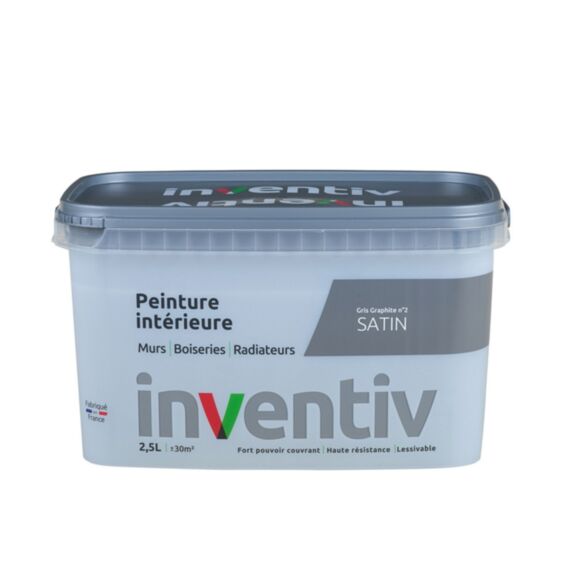 Peinture Murs Boiseries Radiateurs satin 2,5L Gris graphite 2 - INVENTIV