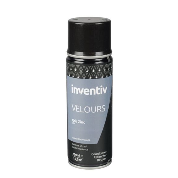 Peinture aérosol Velours 200ml Gris zinc GZ4 - INVENTIV