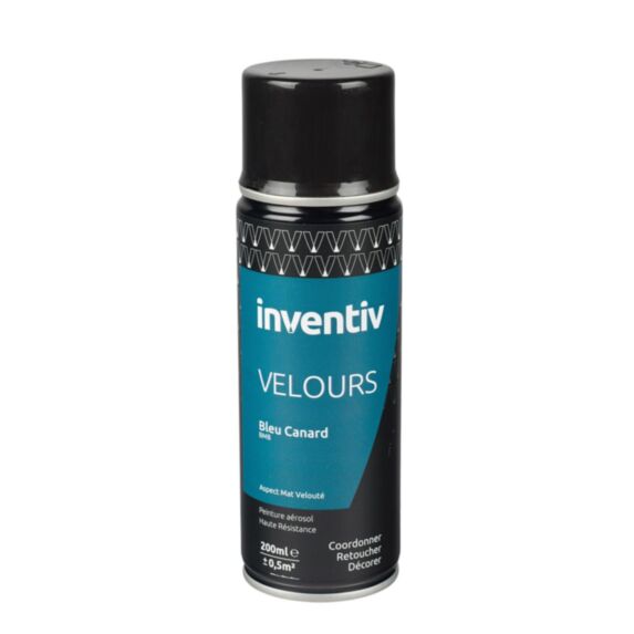 Peinture aérosol Velours Bleu canard BM8 200ml - INVENTIV