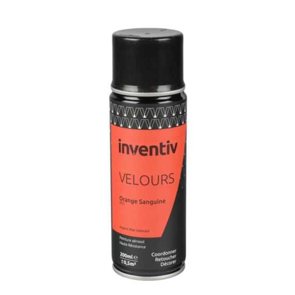 Peinture aérosol Velours 200ml Orange sanguine  OC3 - INVENTIV