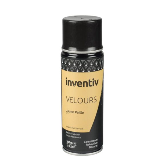 Peinture aérosol Velours 200ml Jaune paille JF8 - INVENTIV