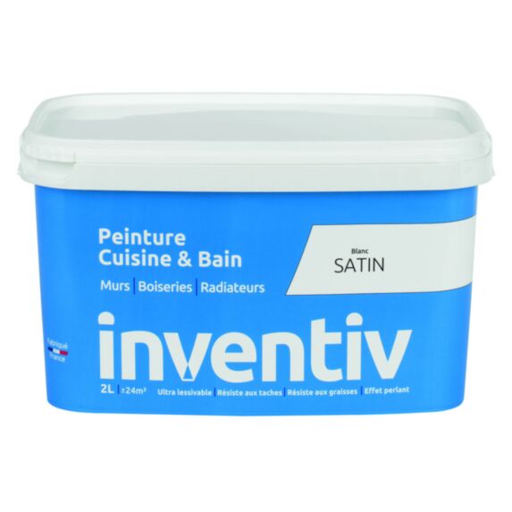 Peinture Cuisine&bain Blanc satin 2L - INVENTIV