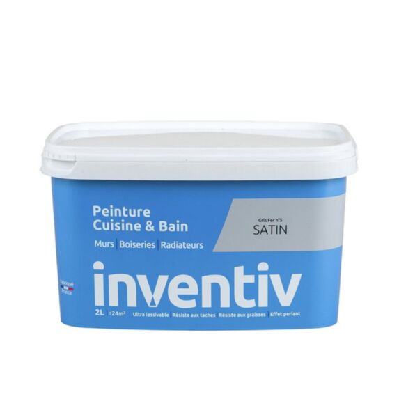 Peinture Cuisine&bain Gris fer 5 Satin 2L - INVENTIV