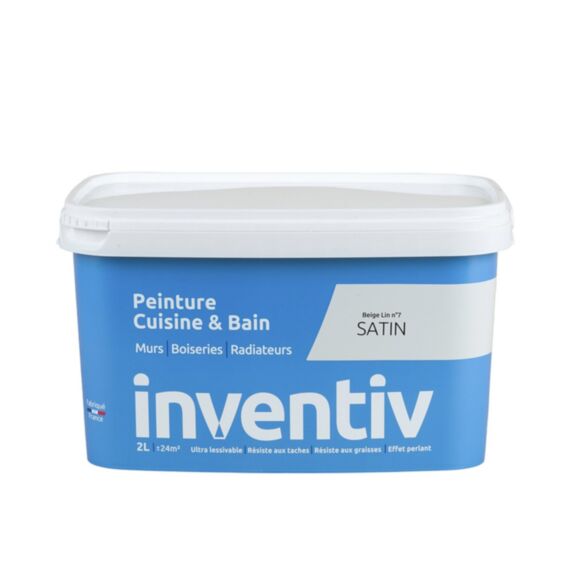 Peinture Cuisine&bain satin 2L beige lin 7 - INVENTIV
