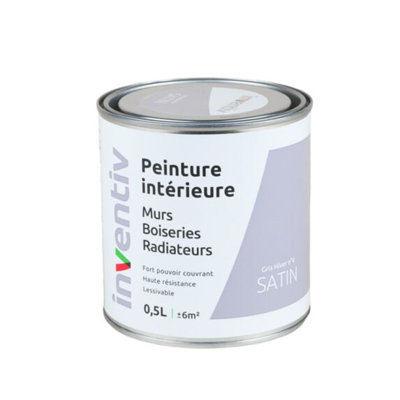 Peinture Murs Boiseries Radiateurs satin 0,5L gris hiver 4 - INVENTIV