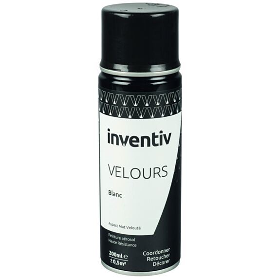 Peinture aérosol Velours 200ml Blanc - INVENTIV