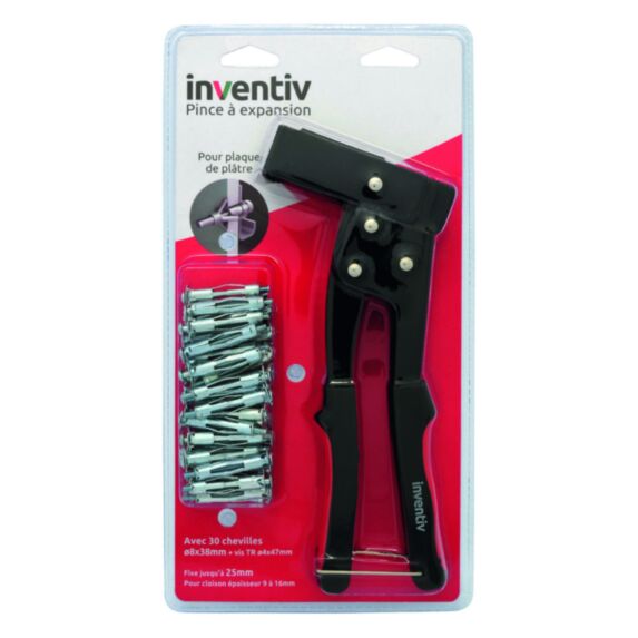 Pince Expansion + 30 Chevilles HF Ø4x38mm + Vis TR Ø4x47mm - INVENTIV