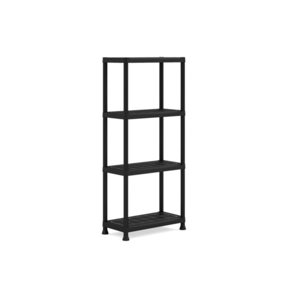 Etagère rangement résine 4 tablettes 135x60x30cm noir - INVENTIV
