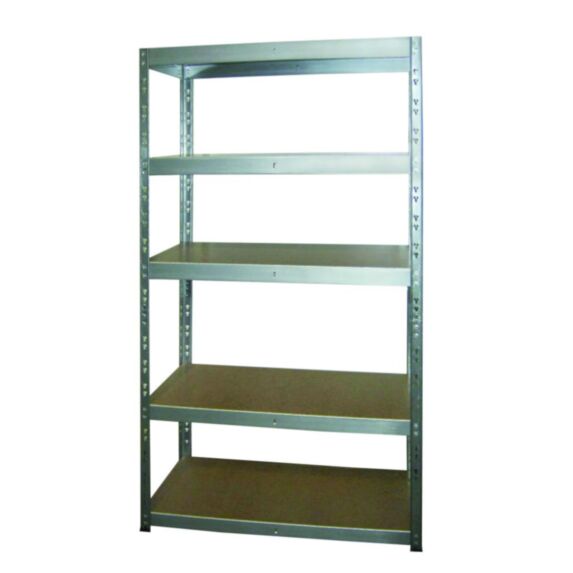 Etagère rangement bois/métal galva 5 tablettes 179x75x35cm - INVENTIV