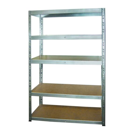 Etagère rangement bois/métal galva 5 tablettes 179X150X50cm - INVENTIV