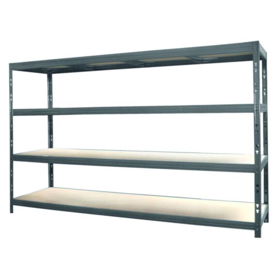 Etagère 4 tablettes métal/bois 185 x 237 x 60 cm noir/naturel - INVENTIV