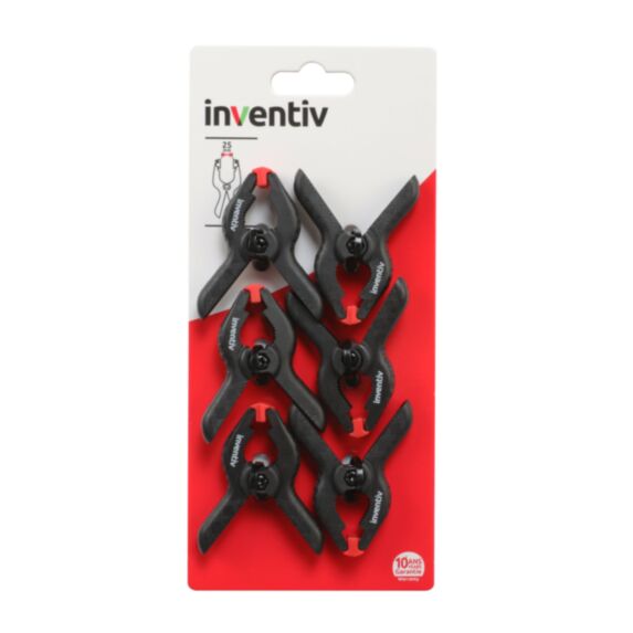 6 Pinces à ressort 25mm - INVENTIV