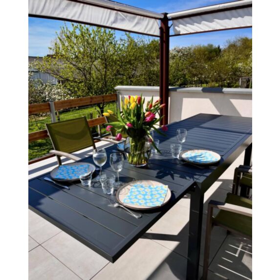 Table de jardin Alu extens. Aurore 6/10 personnes Gris - INVENTIV