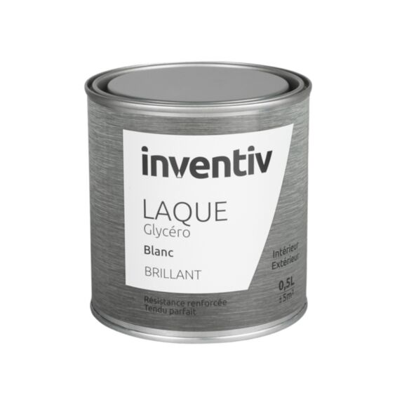 Peinture Laque Glycéro Blanc Brillant 0,5L - INVENTIV