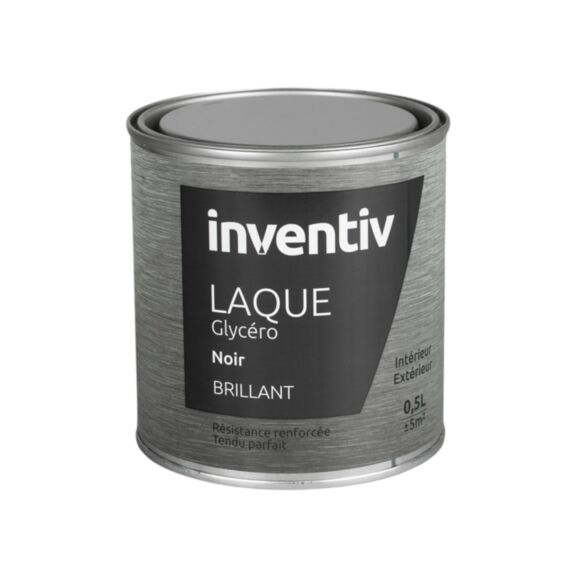 Peinture Laque Glycéro Noir Brillant 0,5L - INVENTIV