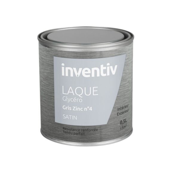 Peinture Laque Glycéro Gris zinc n°4 Satin 0,5L - INVENTIV