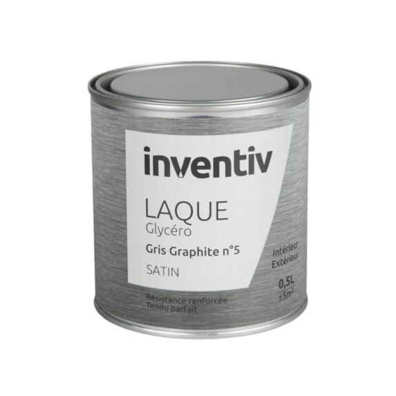 Peinture Laque Glycéro Gris graphite n°5 Satin 0,5L - INVENTIV