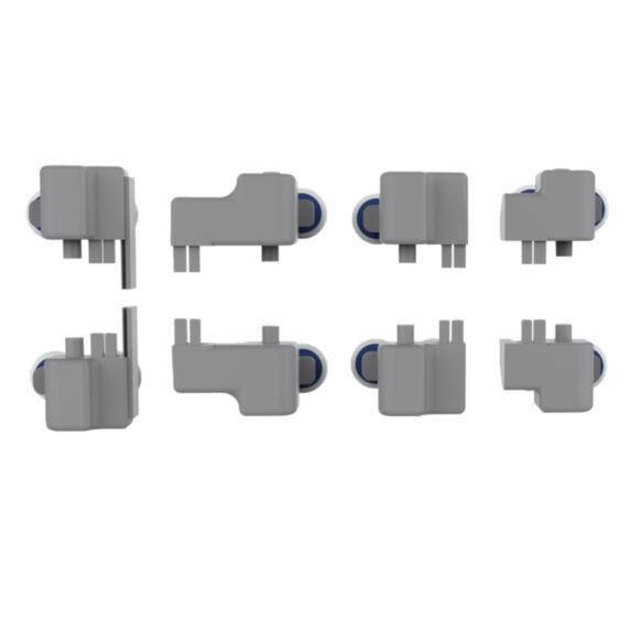 8 Roulettes Gris Plastique Double Haut et Bas - INVENTIV