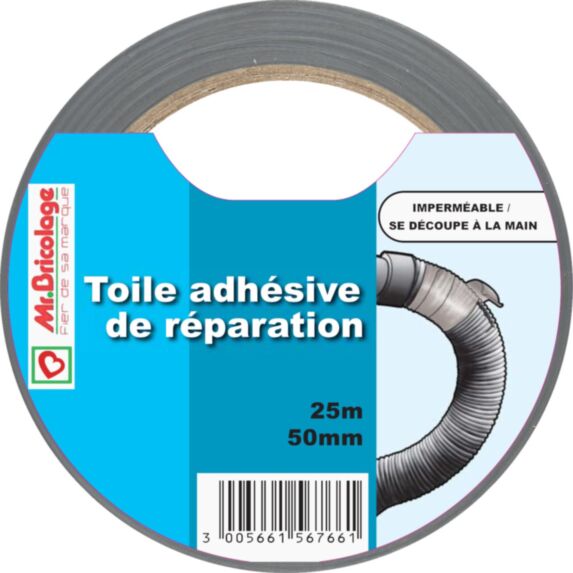 Toile adhésive renforcée 25mx50mm Alu - MR BRICOLAGE