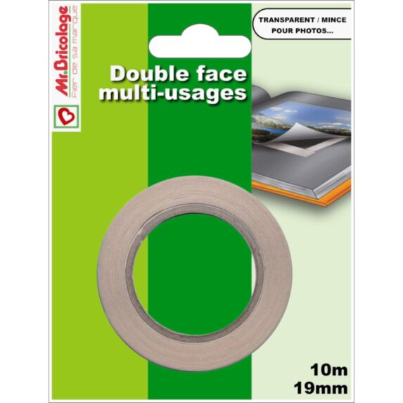 Adhésif moquette double face multi-usages transparent 10mx19mm - B RESIST