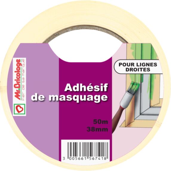 Adhésif masquage ligne droite beige 50mx38mm - B RESIST