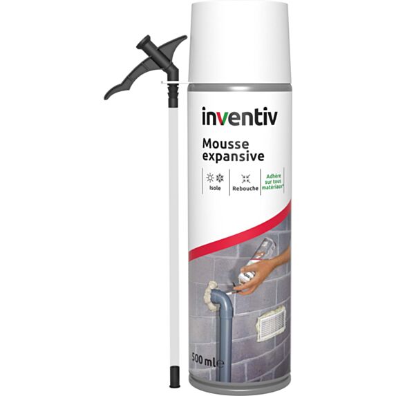 Bombe aérosol Mousse expansive isolante 500ml - INVENTIV