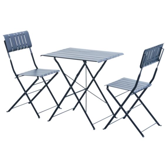 Salon de jardin Set Bistro Zest Acier Bleu Caraïbes 70x70x70cm - INVENTIV