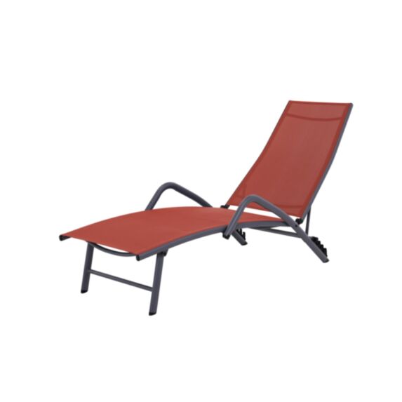 Bain de soleil Cuba 166,5x57,5x87cm acier/textile brique - INVENTIV