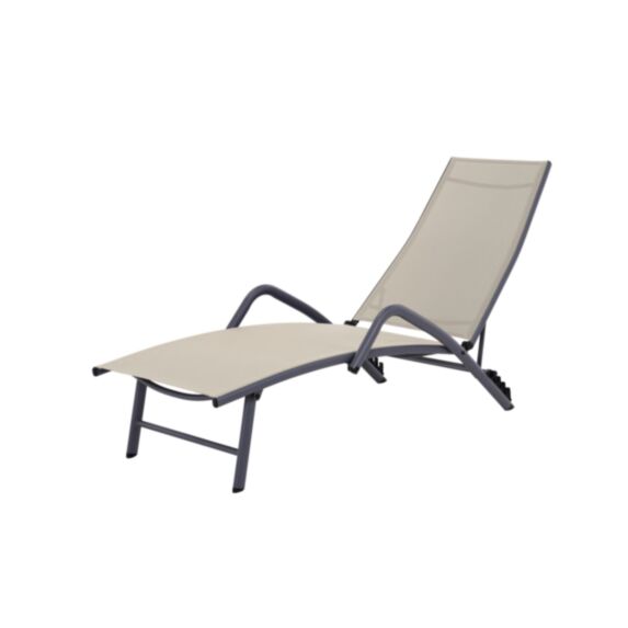 Bain de soleil Cuba 166,5x57,5x87cm acier/textile lin - INVENTIV