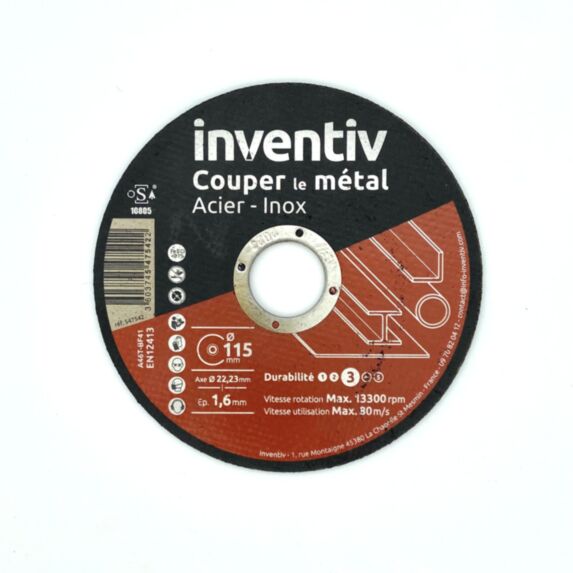 Disque Métal/Inox 115x1,6mm - INVENTIV