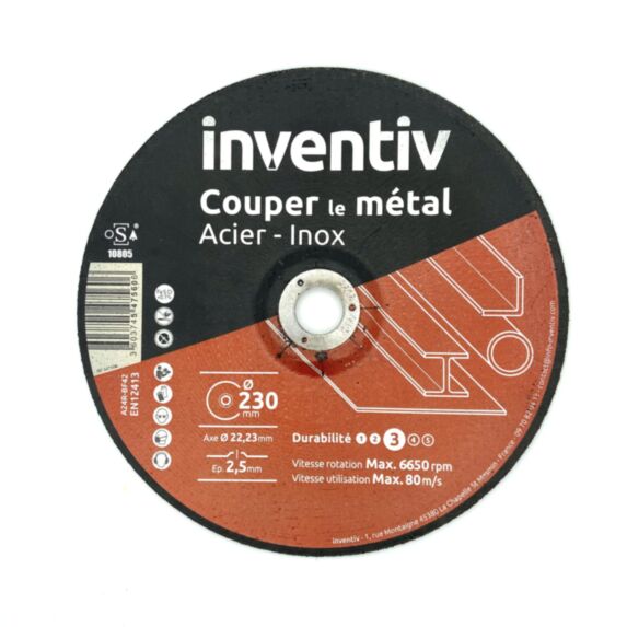 Disque Métal/Inox 230x2,5mm - INVENTIV