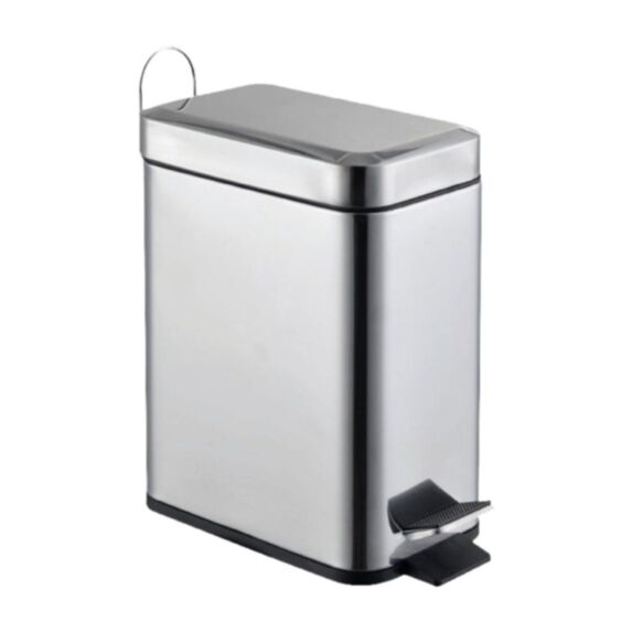 Poubelle salle de bain à pédale Mercure chromé 5L - INVENTIV