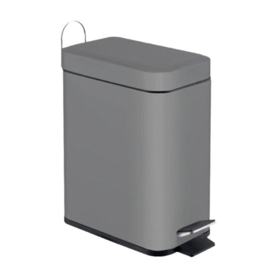 Poubelle salle de bain à pédale Mercure gris mat 5L - INVENTIV