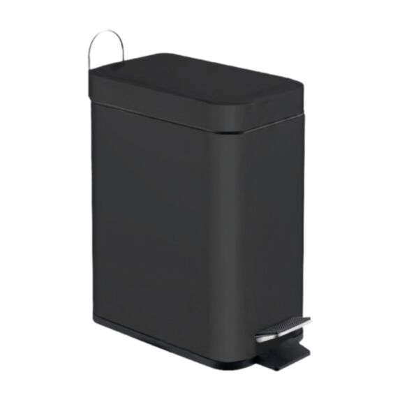 Poubelle salle de bain à pédale Mercure noir mat 5L - INVENTIV