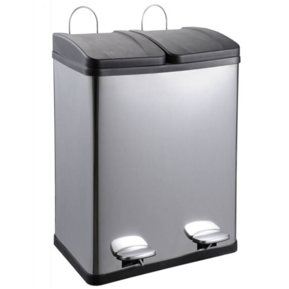 Poubelle de tri à pédale Neptune 2x30L Satin - INVENTIV