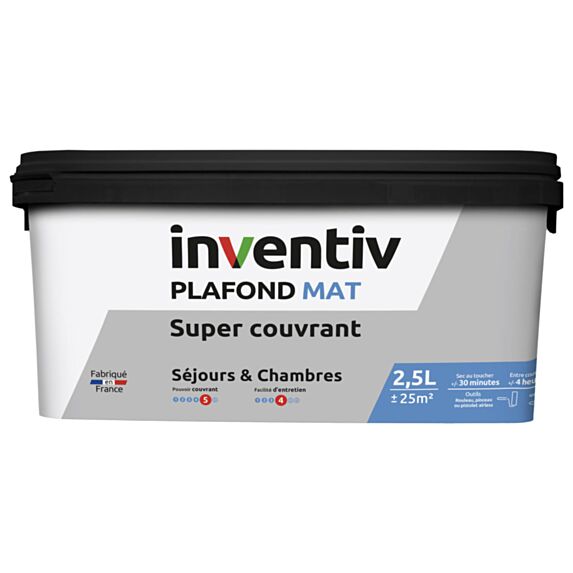 Peinture plafond super couvrant mat Plafond & séjour 2,5L - INVENTIV