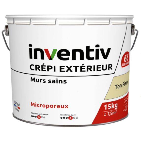Crépi extérieur ton pierre 15kg - INVENTIV