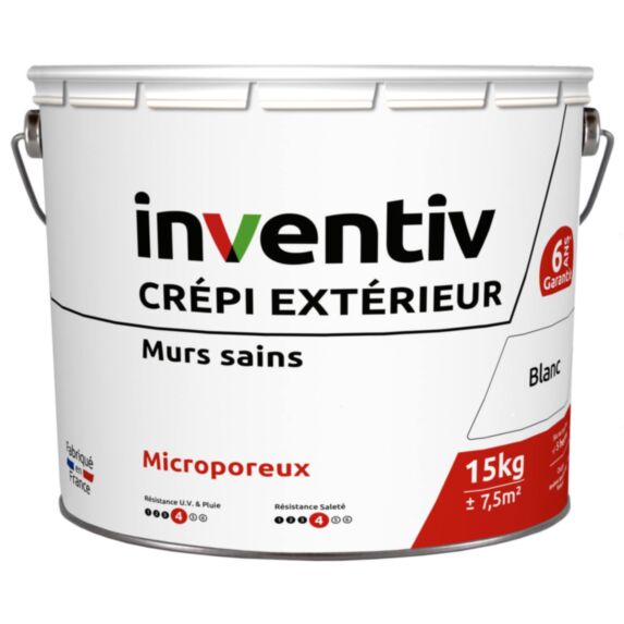 Crépi extérieur blanc 15kg - INVENTIV