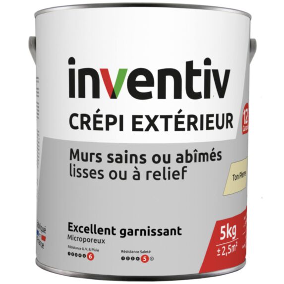Crépi extérieur professionnel ton pierre 5kg - INVENTIV