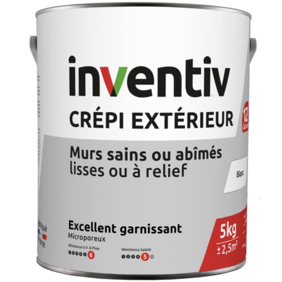 Crépi extérieur professionnel blanc 5kg - INVENTIV