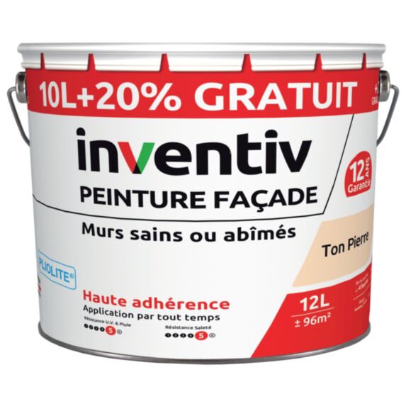 Peinture façade murs sains ou abîmés pliolite® ton pierre 10+2L - INVENTIV