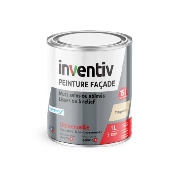Peinture façade à base de résine Hydro Pliolite® ton pierre 1L - INVENTIV
