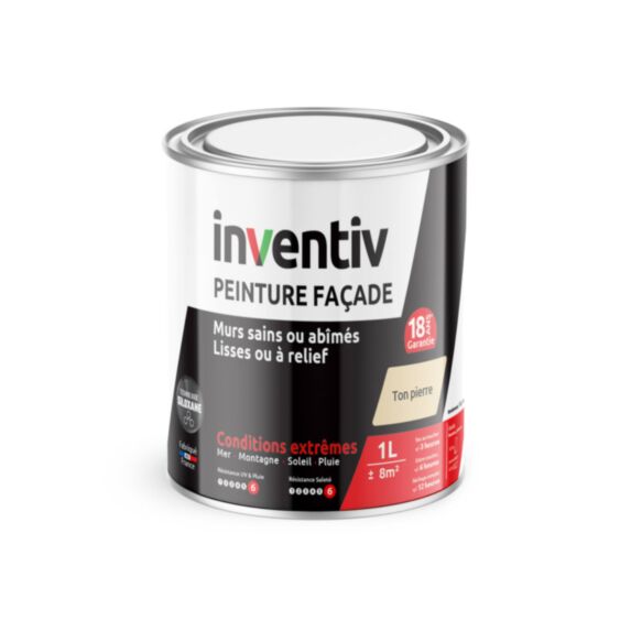 Peinture façade technologie siloxane ton pierre 1L - INVENTIV