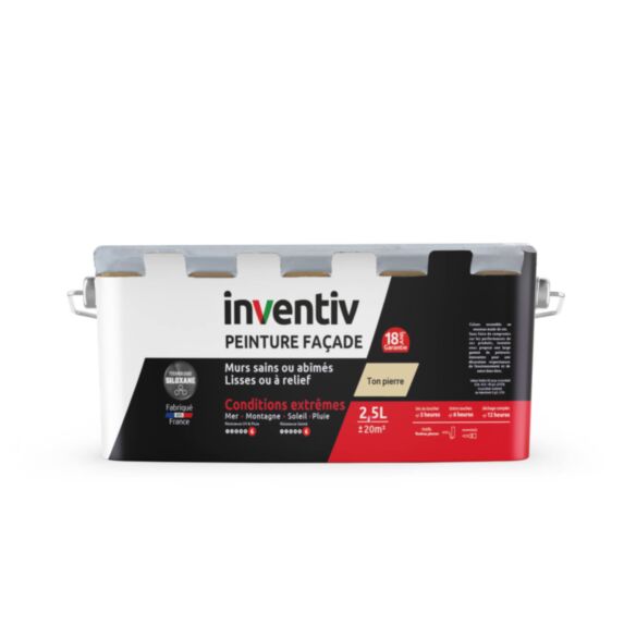 Peinture façade technologie siloxane ton pierre 2,5L - INVENTIV