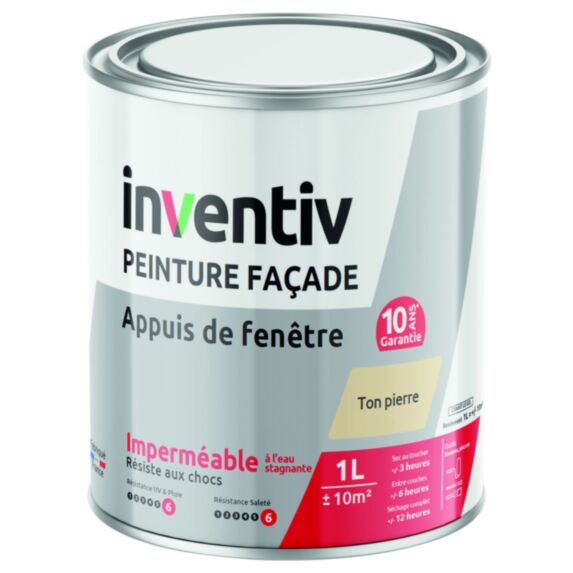 Peinture façade/appui de fenêtre ton pierre 1L - INVENTIV