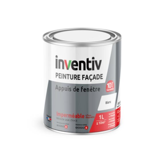 Peinture façade/appui de fenêtre blanc 1L - INVENTIV