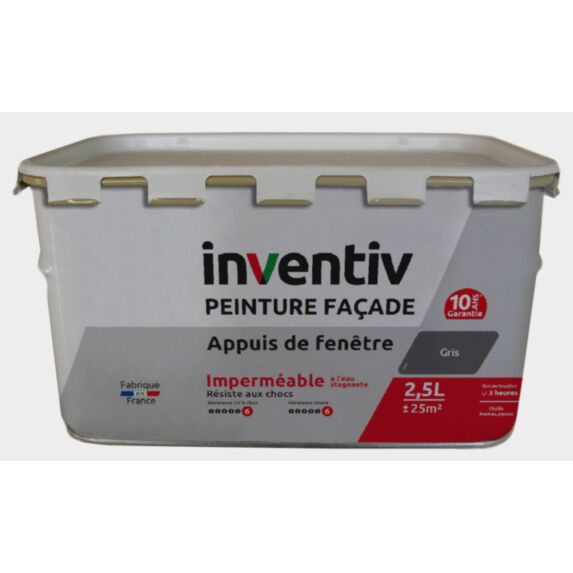 Peinture façade spéciale appui de fenêtre gris 2,5L - INVENTIV