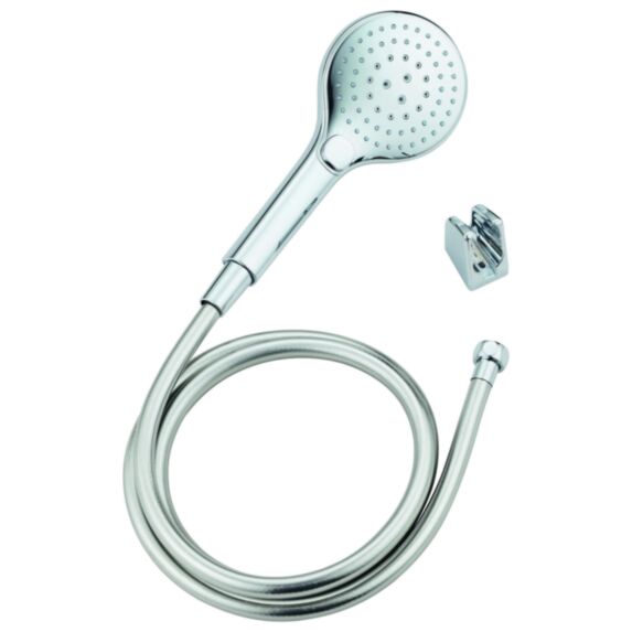 Douchette chromé 3 jets + flexible 1,5m PVC + support Noa - INVENTIV